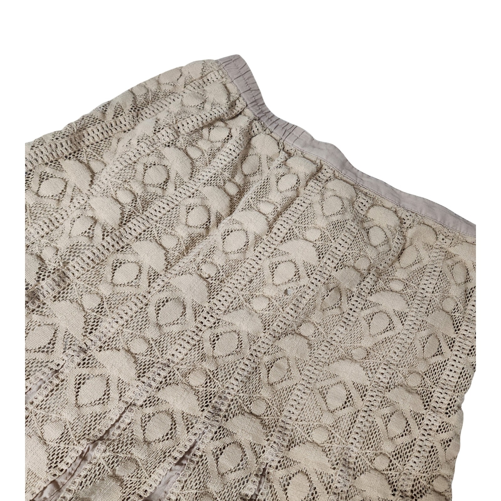 Coldwater Creek Khaki Tan Crochet Lace Crinkle Cotton Midi Skirt P10 Boho P10 — image 7 of 8